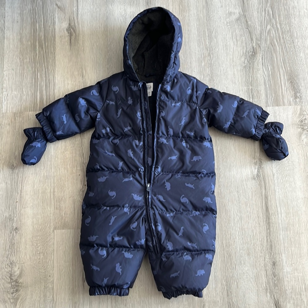 Baby Gap snowsuit 6-12m dino print